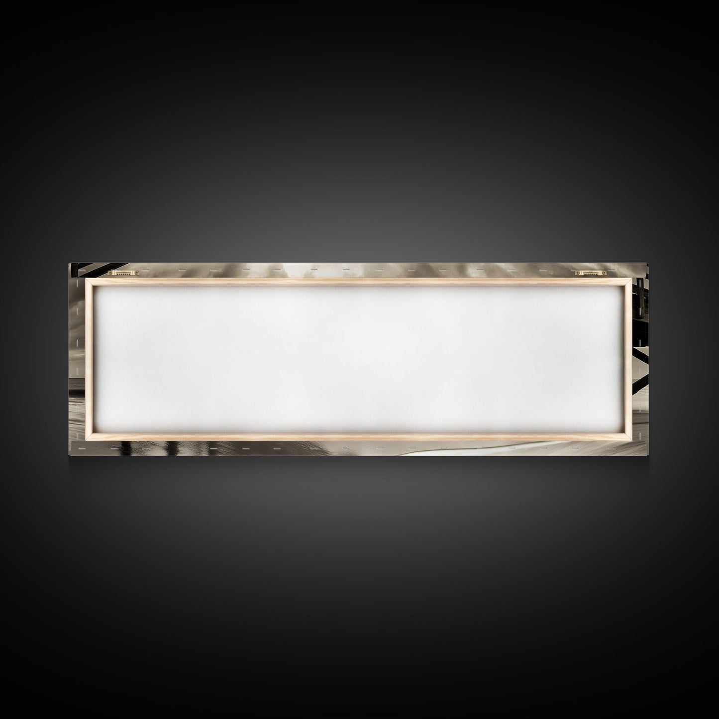 Pier at Dusk, Ocean Boardwalk, Stormy Beach Horizon, Framed Canvas Print, Moody Coastal Wall Art, Nautical Living Room Decor