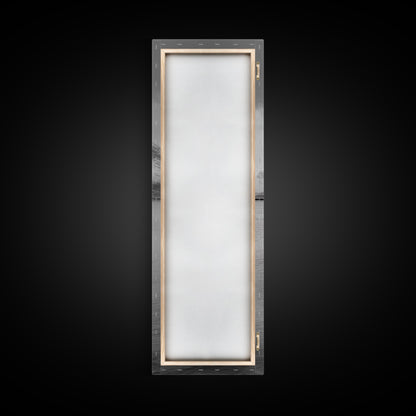 Red Boat, Serene Waters, Mountain Reflection, Winter Landscape – Framed Canvas Print, Minimalist Wall Art, Bedroom Decor, Nature Tranquility