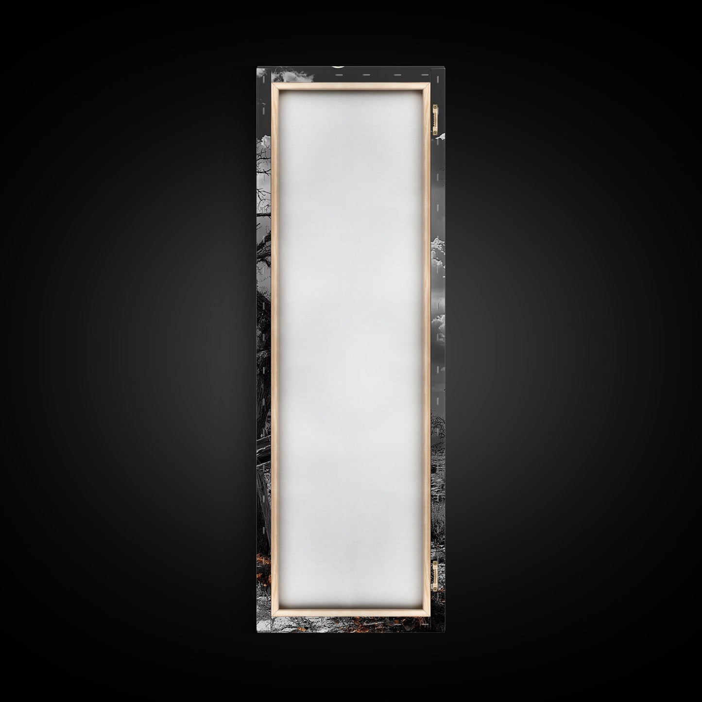 Haunted Cabin, Yellow Light, Full Moon, Framed Canvas Print, Halloween Wall Art, Gothic Decor, Spooky Home Accent, Fall Vibes