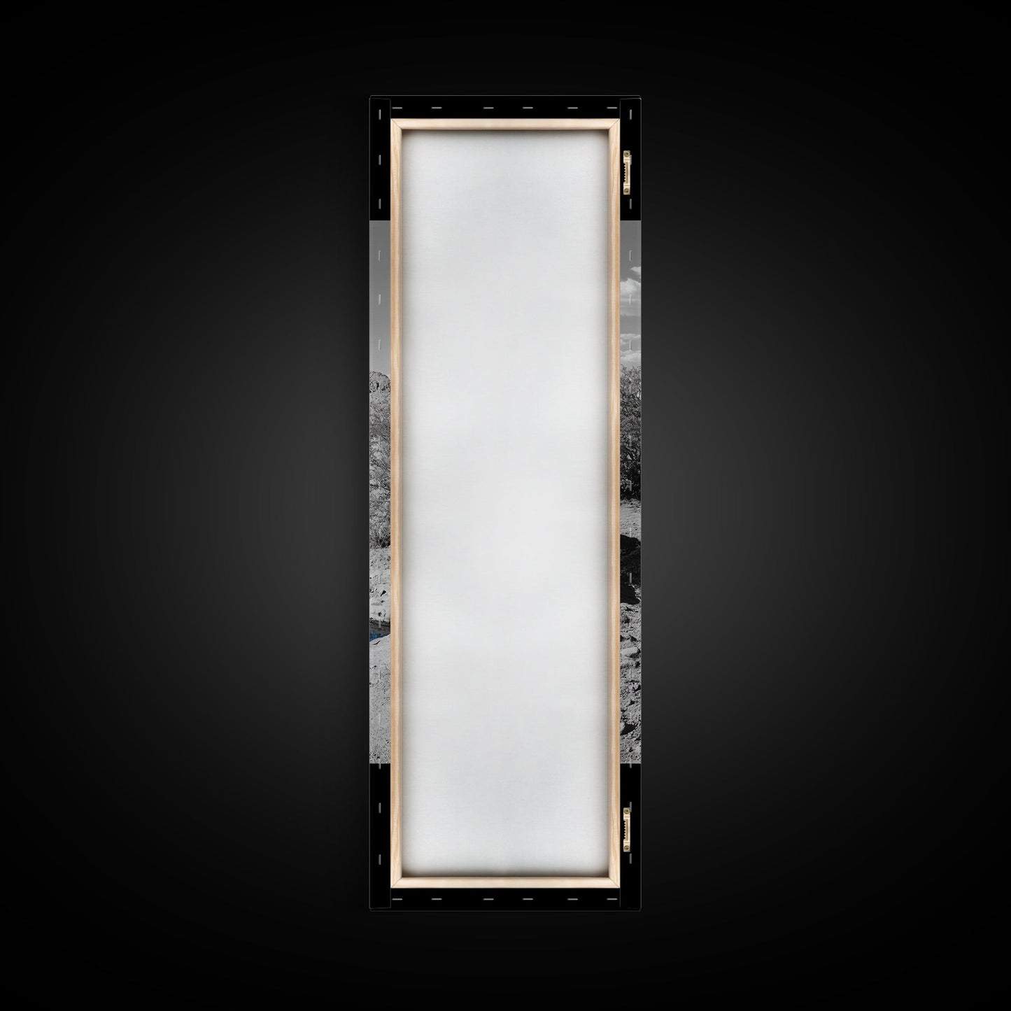 Blue Oasis, Desert Pool, Tranquil Reflection, Minimalist Landscape, Framed Canvas Print, Serene Entryway Wall Art, Calm Southwestern Decor