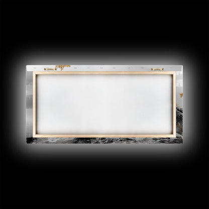 Yellow Tree, Rocky Coast, Minimal Landscape, Ocean Breeze – Canvas Print, Zen Wall Art, Nature Minimalist Decor, Scandinavian Interior