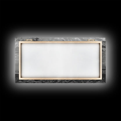 Red Lifeguard Tower, Beachscape, Dramatic Sky, Coastal Life, Framed Canvas Print, Modern Beach Wall Art, Bold Bathroom Decor