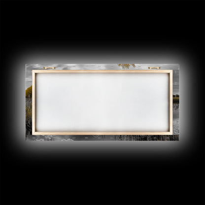 Lily Pond Trees, Serene Reflection, Autumn Landscape, Calm Water Scene, Framed Canvas Print, Nature Wall Art, Fall Living Room Decor