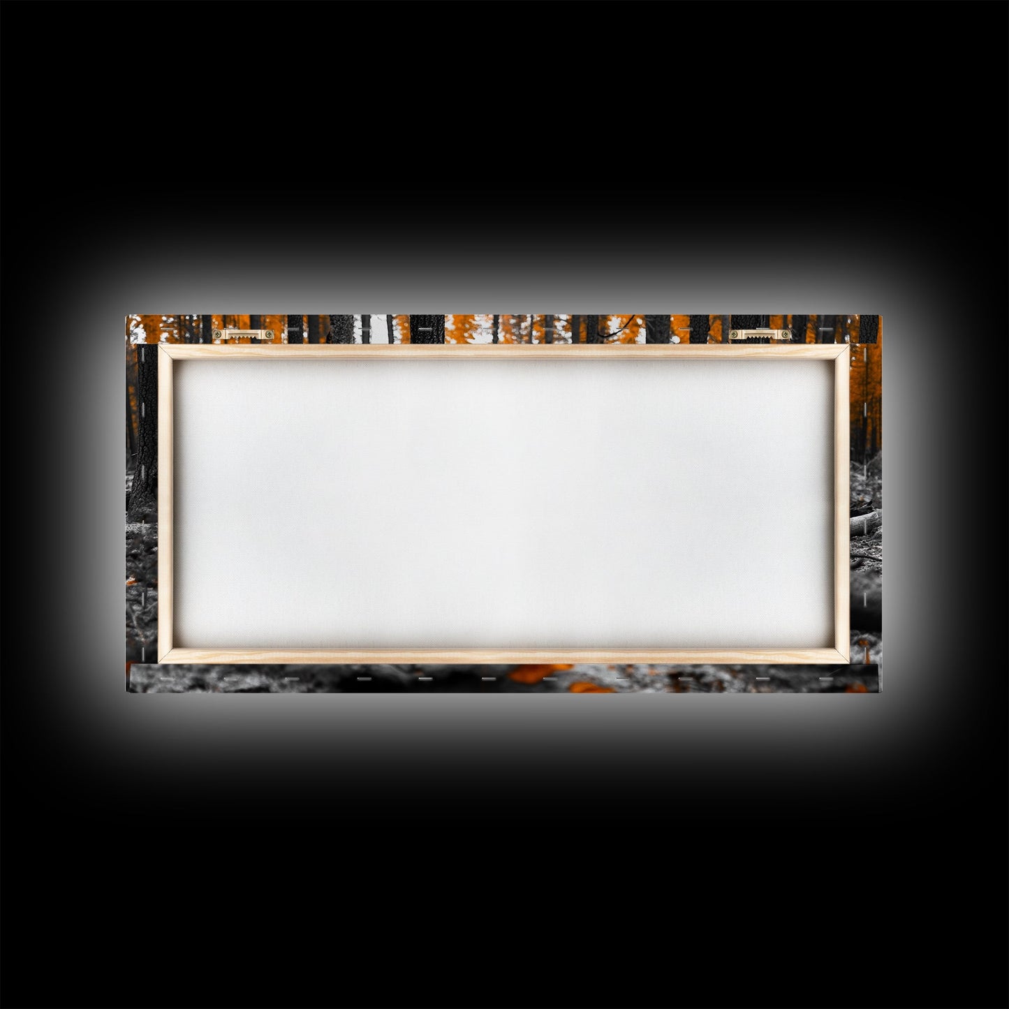 Autumn Forest Floor, Orange Leaves, Fall Nature Scene, Canvas Print, Rustic Wall Art, Cabin Decor, Moody Landscape Framed Canvas Print