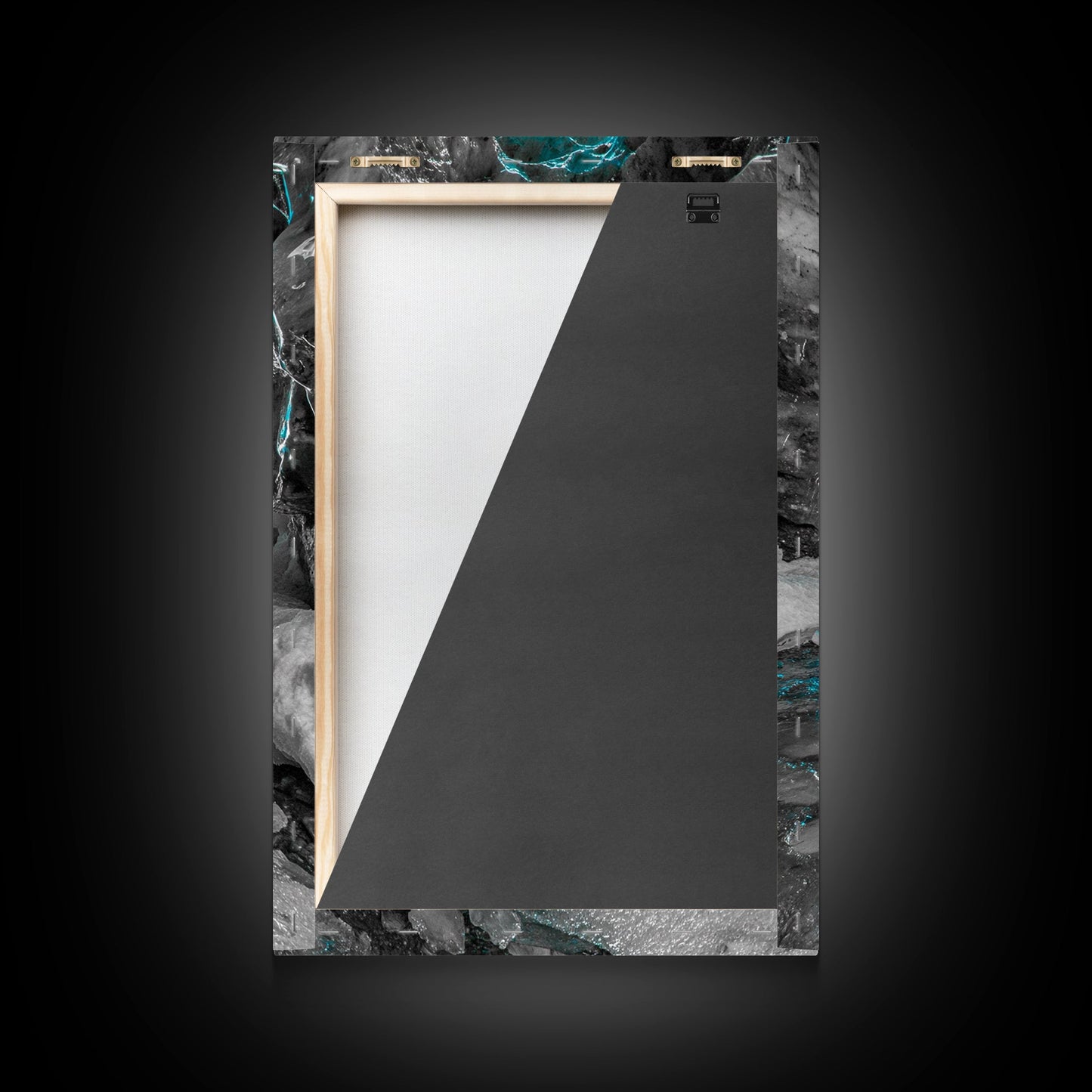 Blue Ice Cave, Winter Tunnel, Arctic Wonderland, Framed Canvas Print, Nature Wall Art, Minimalist Photography, Cool Tone Decor