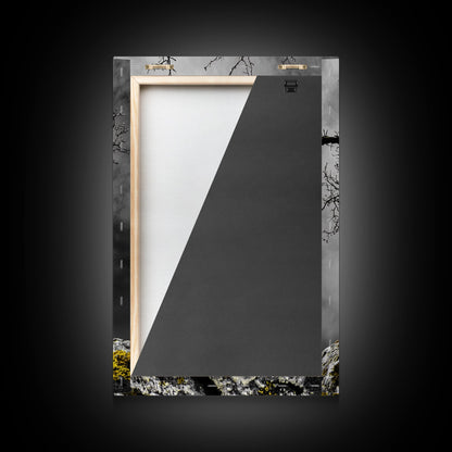 Moss Covered Tree, Dramatic Nature Scene, Autumn Forest Decor, Moody Woodland Art, Framed Canvas Print, Rustic Living Room Wall Art