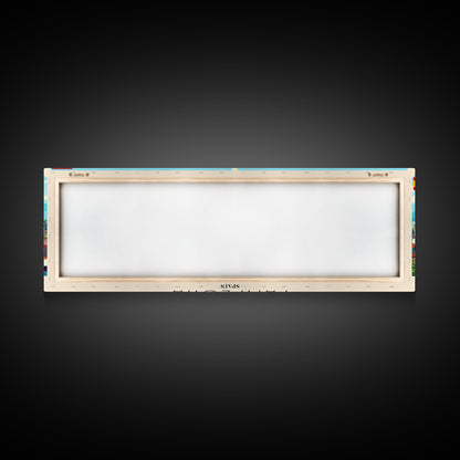 Pamplona Spain Panoramic Travel Poster, Framed Canvas Print or Metal Wall Art, Travel Art, Home Decor, Panoramic Painting, Midcentury Art