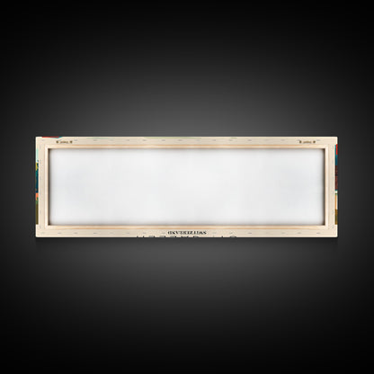 St. Gallen Switzerland Panoramic Travel Poster, Framed Canvas Print or Metal Wall Art, Travel Art, Home Decor, Panoramic Painting, Midcentury Art