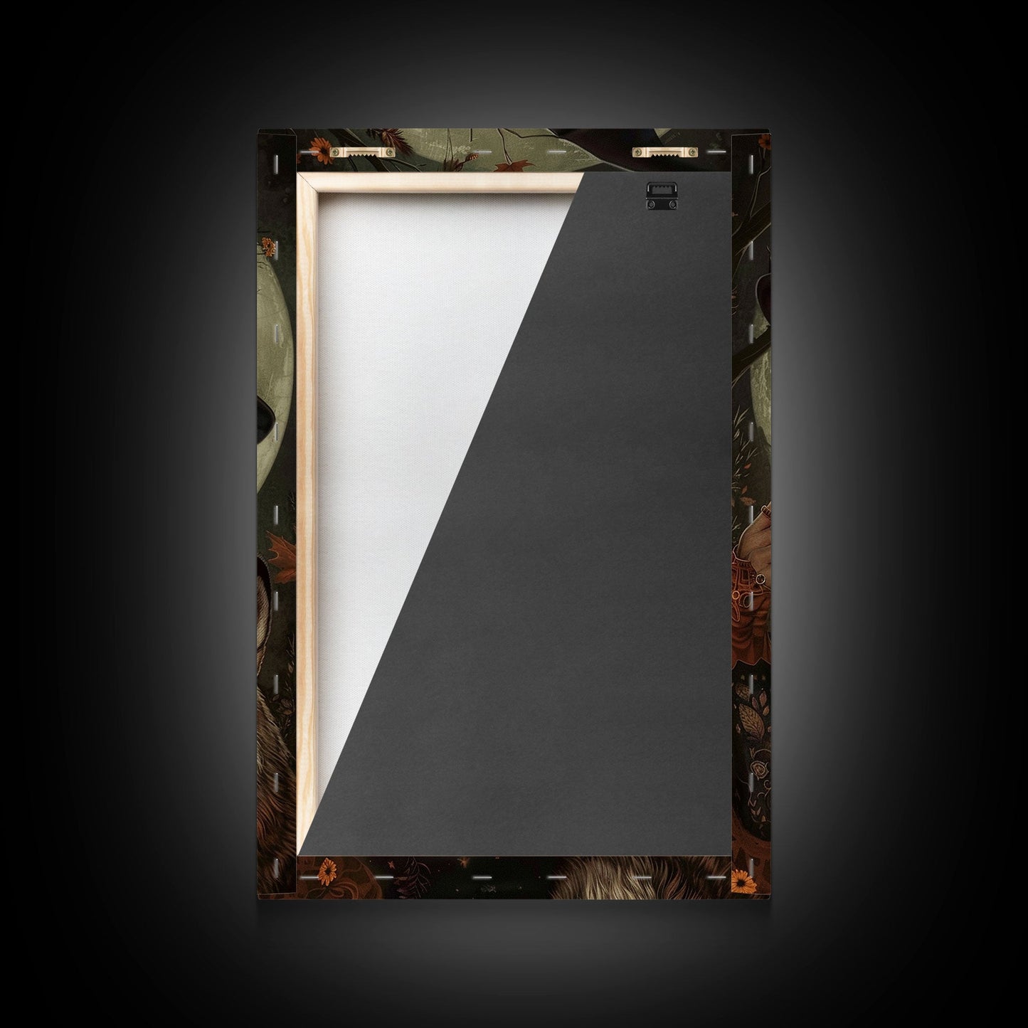 Die Hexe und der Wolf, Gruseliges Halloween-Wandbild, gerahmter Leinwanddruck, Gruselsaison, Hexenbild, Halloween-Dekoration und -Kunst, Saisonales