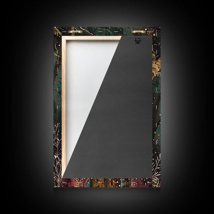 Ghostly Wizard Having A  Slice of Pizza, Funny Halloween Decor, Framed Canvas Print