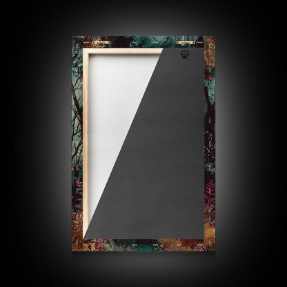 Halloween Horror Full Moon Werewolf Framed Canvas Print, Wall Art, Living Room Decor, Halloween Decor, Spooky Wall Hanging, Haunted House