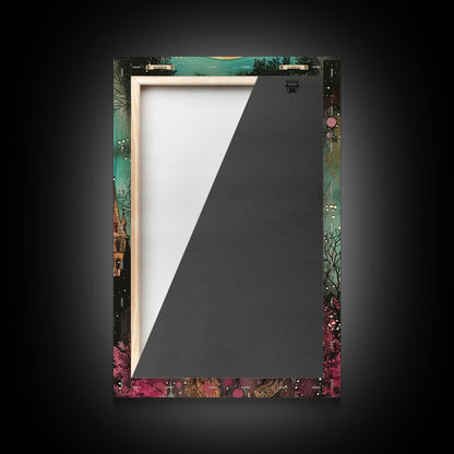 Fierce Werewolf with Blood Moon Framed Canvas Print | Halloween Monster Art | Spooky Werewolf Decor for Home | Intense Full Moon Artwork