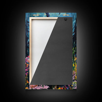 Haunted Path Framed Canvas Print, Halloween Wall Art, Spooky Walkway, Ghostly Forest, Haunted Trees, Gothic Decor, Fall Decoration