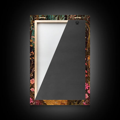 Haunted House in the Woods Framed Canvas Print, Spooky Wall Art, Halloween Haunted Mansion, Gothic Horror Decor, Framed Canvas Print