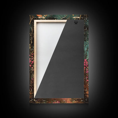 Enchanted Gothic House Framed Canvas Print, Halloween Wall Art, Spooky Art, Home Decor, Living Room Decor, Gothic Artwork, Haunted House