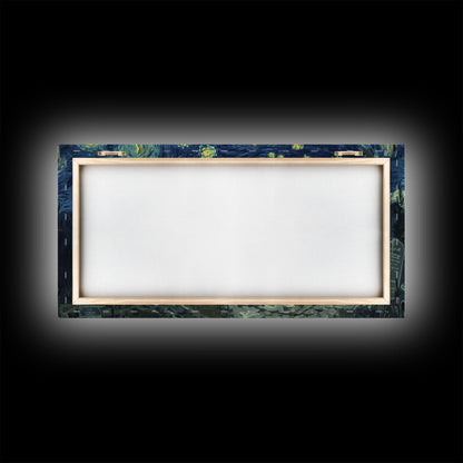 Haunted Graveyard Framed Canvas Print, Starry Night Van Gogh Inspired Halloween Decor, Spooky Vibes Halloween Gift