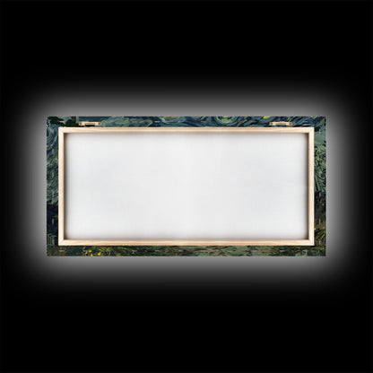 Haunted Graveyard Framed Canvas Print, Starry Night Van Gogh Inspired Halloween Decor, Spooky Vibes Halloween Gift