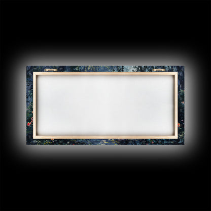 Creepy Victorian Hedge Maze, Haunted Cemetary Framed Canvas Print, Spooky Season Wall Art