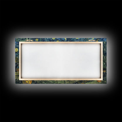 Haunted Halloween Cemetary, Starry Night Inspired Halloween Decor, Framed Canvas Print, Halloween Props