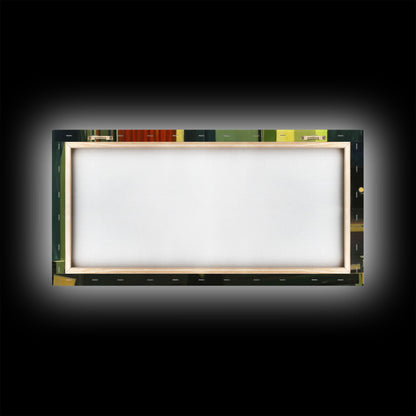 Liminal Halloween Art, Skeleton Having an Ice Cream Cone, Framed Canvas Print, Halloween Decor