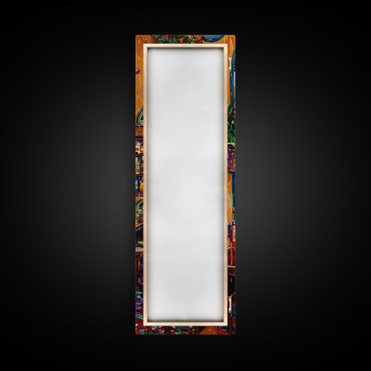 Spanish Inspired Bar Art Canvas Painting Framed, Still Life Art for Kitchen, Abstract Oil Painting, Vertical Framed Wall Art for Kitchen