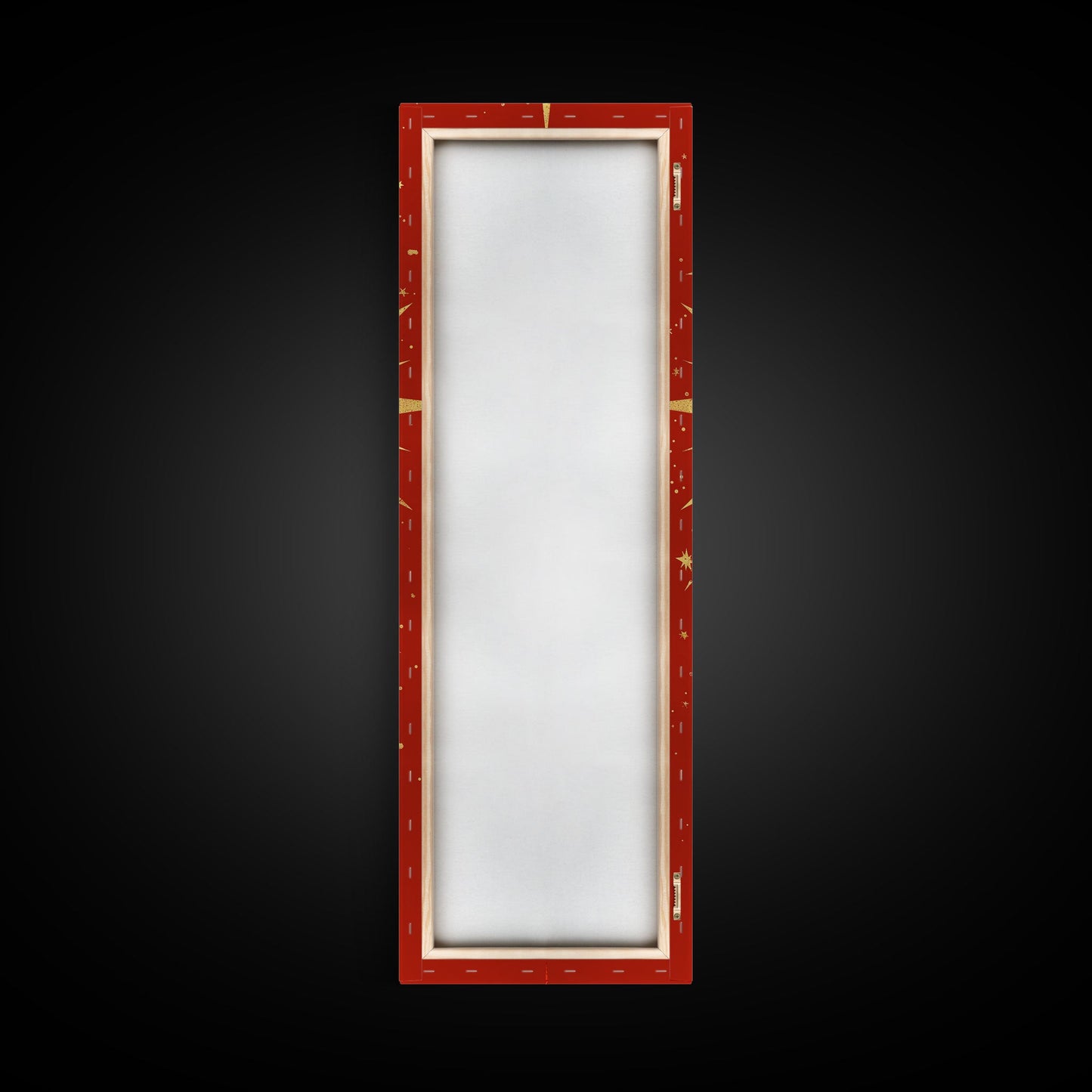 Retro Sunburst Art on Distressed Background - Framed Canvas Print, Midcentury Modern Skinny Art, Tall Wall Art for Living Room or Bedroom Decor