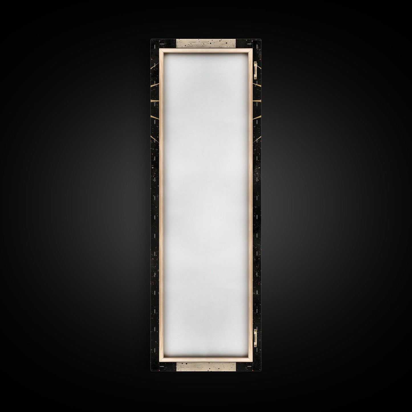 Abstract Sunburst Design on Distressed Background - Framed Canvas Print, Midcentury Modern Art, Skinny Art, Tall Art, Living Room Wall Decor