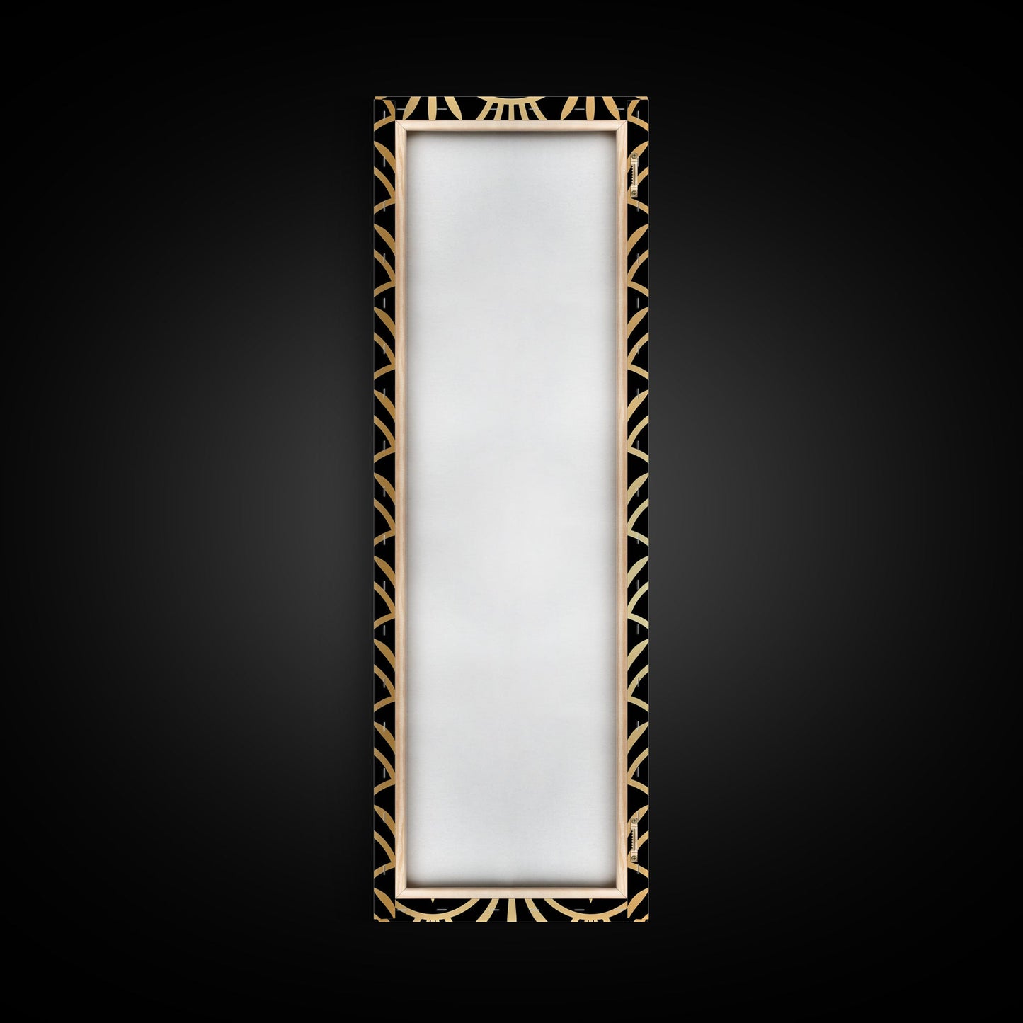 Retro Flower Motif in Orange and Green Tones - Framed Canvas Print, Midcentury Modern Art, Skinny Art, Tall Art, Living Room Wall Decor, Boho Art