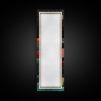 Abstract Sunset Over Hills Midcentury Modern Art - Framed Canvas Print, Boho Art, Skinny Art, Living Room Art, Bedroom Decor, Minimalist Landscape