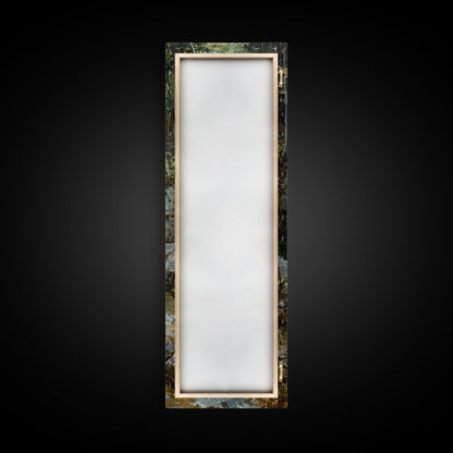 Framed Canvas Print Skinny Art of a Serene Waterfall Cascading into a Tranquil Pool in a Lush Forest Landscape, Perfect Tall Art for Nature Lovers