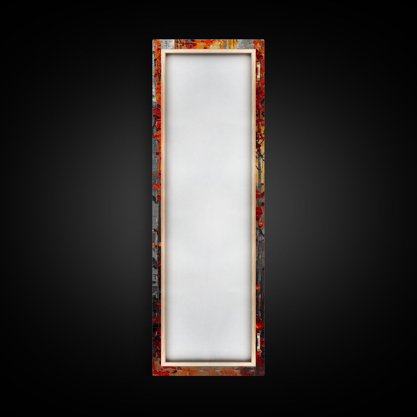 Fall Birch Tree Forest, Framed Canvas Print, Skinny / Tall Wall Art, Living Room Decor, Landscape Painting, Nature Decor