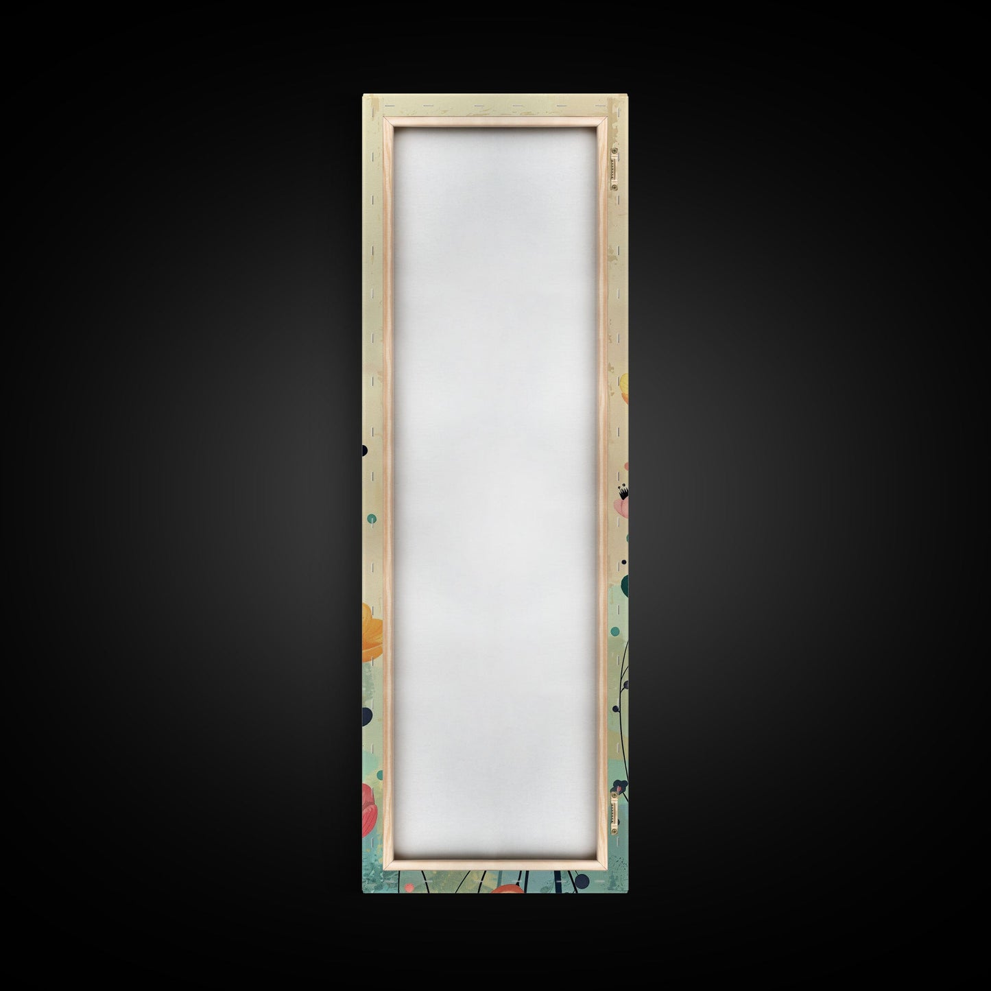 Bright Field of Wildflowers Skinny Art Tall Art Japanese Ukiyo-e Inspired Floral Print Framed Canvas Wall Art