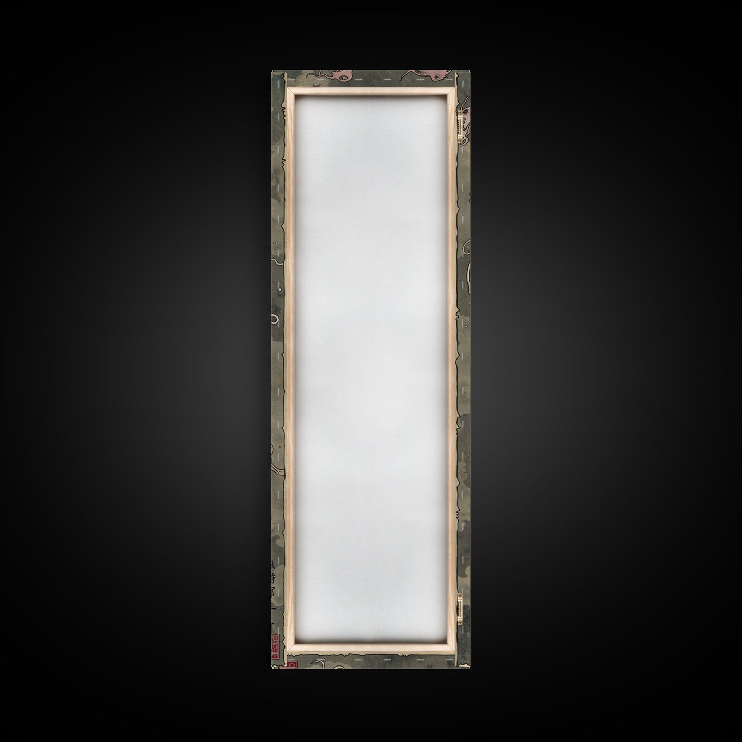 Hauntingly Beautiful Floating Skulls on Tall Vertical Canvas Print Featuring Japanese Ghostly Art in Eerie Style