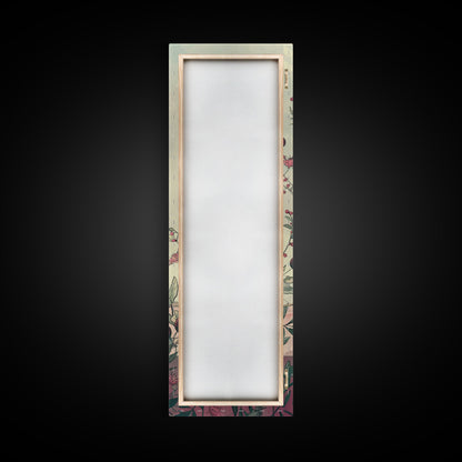 Skinny Art of Still Life with Elegant Glass Bottle and Floral Accents – Japanese-Inspired Framed Canvas Print