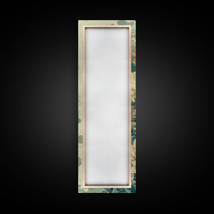 Chrysanthemums in Traditional Japanese Art, Ukiyo-e Style Framed Canvas Print Perfect for Tall and Skinny Spaces