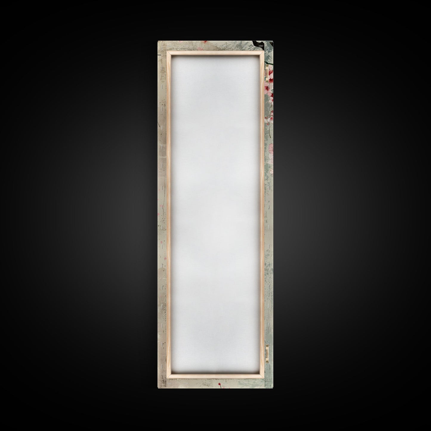 Cherry Blossoms, Full Bloom, Japanese Art, Skinny Art, Tall Art, Framed Canvas Print, Ukiyo-e Style