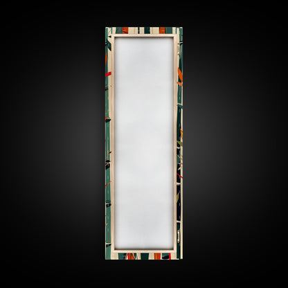 Colorful Bamboo Forest Skinny Art Ukiyo-e Tall Framed Canvas Print in Bright Autumn Hues