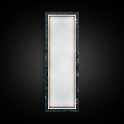 Deep Red Roses With Dark Green Foliage Skinny Art Tall Art Framed Canvas Print Japanese Style Art Ukiyo-e Art Wood Block Print Elegant Floral