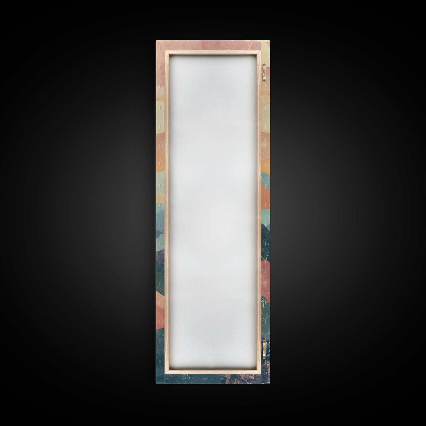 Abstract Sunset Over Rolling Hills, Japanese Art-Inspired Tall Framed Canvas Print for Wall Art