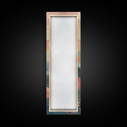 Abstract Sunset Over Rolling Hills, Japanese Art-Inspired Tall Framed Canvas Print for Wall Art