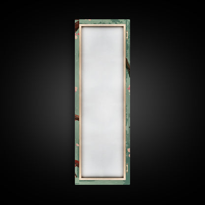 Delicate Sparrows Perched On Cherry Blossoms Under Full Moon Serene Nighttime Setting Captured Tall Framed Canvas Print Nature Scene