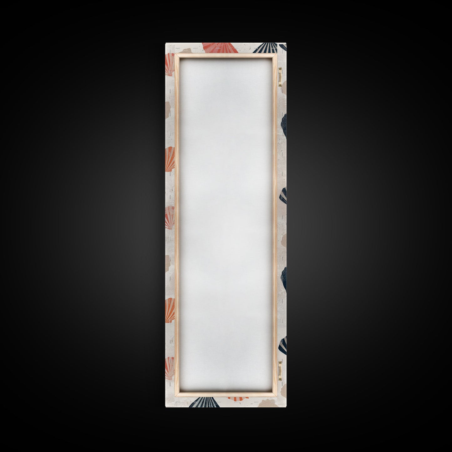 Patterned Sea Shells in Various Colors on a Light Background Ukiyo-e Art Japanese Framed Canvas Print Skinny Tall Art