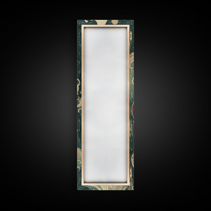 Japanese Style Art Depicting A Fox In Motion Against A Backdrop Of Foamy Waves, Skinny Art, Tall Art, Ukiyo-e Art, Framed Canvas Print, Wood Block Print