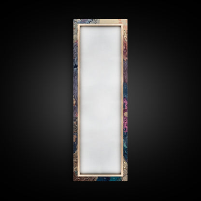 Framed Canvas Print Of A Coral Reef Scene Filled With Vibrant Marine Life, Skinny Art, Tall Art, Japanese Style Art, Ukiyo-e Art, Wood Block Print