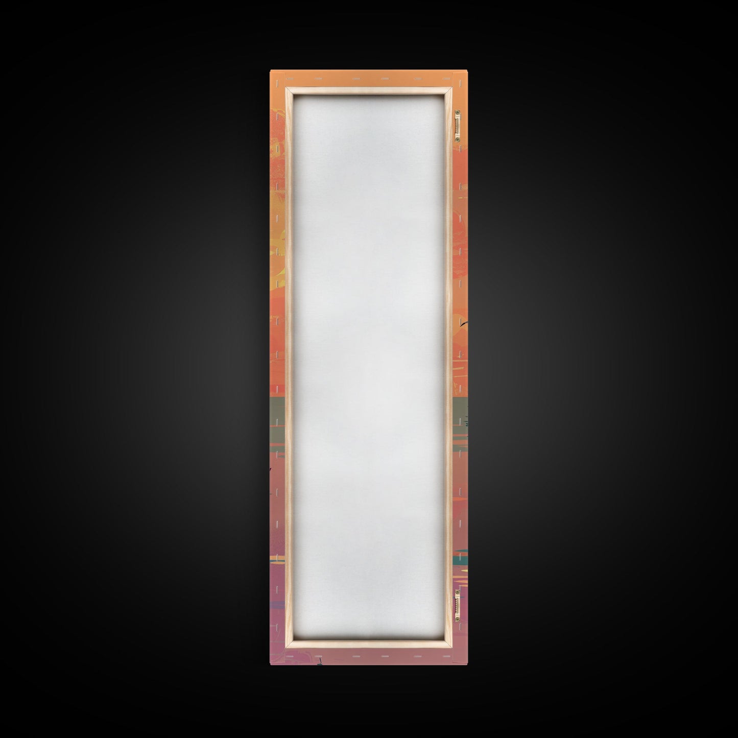 Sailing Boats In The Sunset Over Serene Waters In Japanese Style Ukiyo-e Art Framed Canvas Print Skinny Art Tall Art