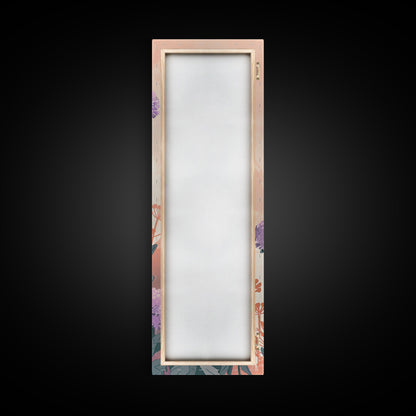 Beautiful Purple Flowers Standing Tall In Japanese Style Ukiyo-e Art Framed Canvas Print Skinny Art Tall Art