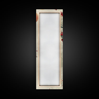 Two Pigeons On Branch With Red Leaves Skinny Art Wood Block Print Japanese Style Art Framed Canvas Print Tall Art Ukiyo-e Art