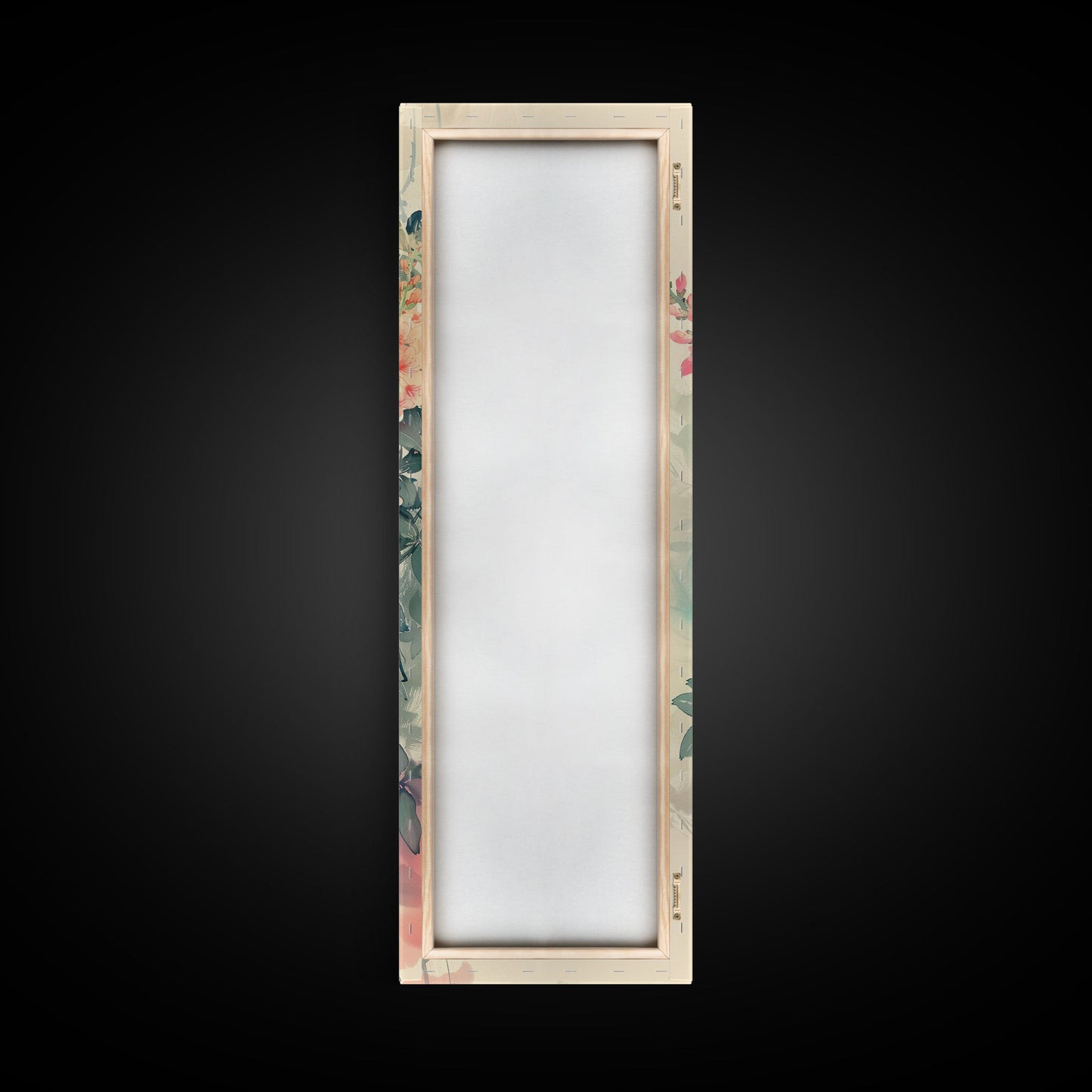 Azalea Blossoms Skinny Art Tall Art Japanese Ukiyo-e Inspired Floral Framed Canvas Print for Elegant and Timeless Decor