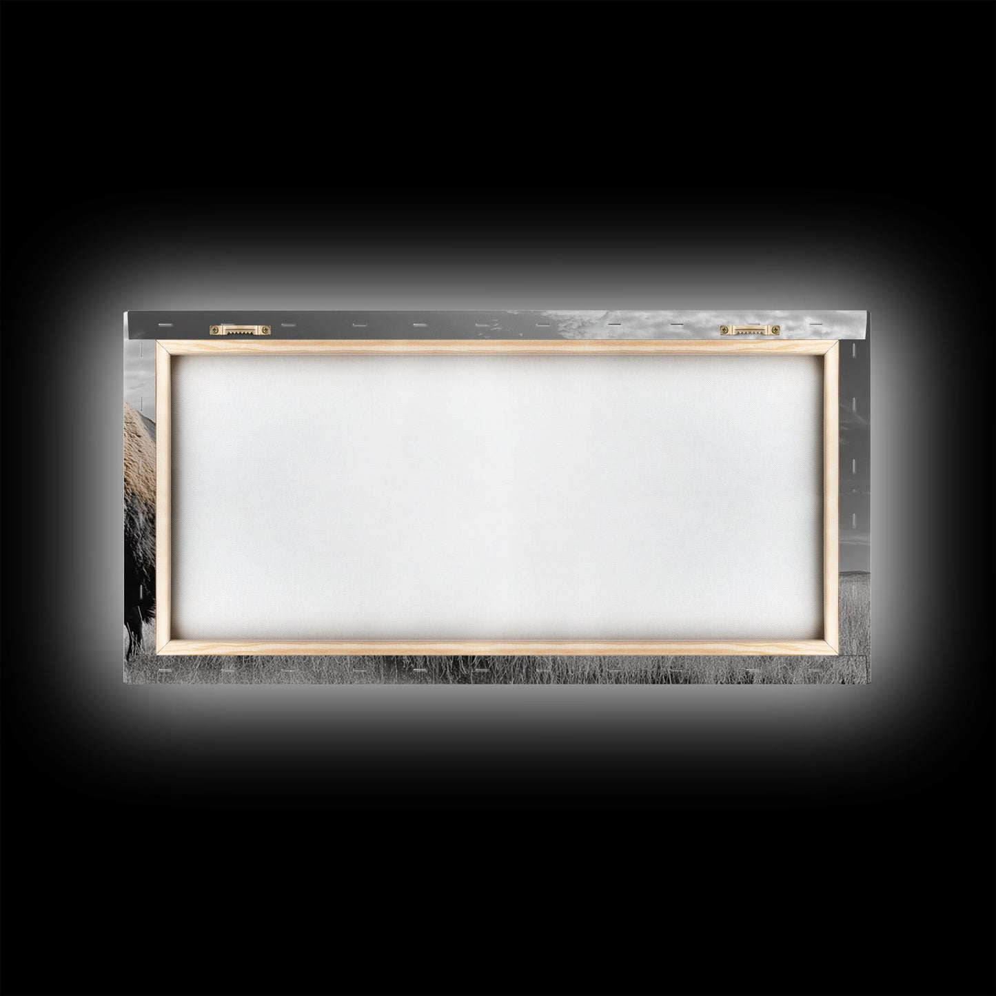 Büffel-Wandbild auf Leinwand | Rustikale Landhausdeko | Western-Landschaftskunst | Stimmungsvolles Wandbild | Extra breites Bild | Geschenk für Naturliebhaber