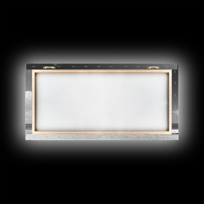 Bright Beach House Framed Canvas Print | Coastal Landscape Art | Nautical Wall Art | Coastal Decor | Extra Wide Art | Tropical Beach Art